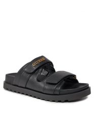 Guess Klapki Fabulon FLJFBU ELE19 Czarny. Czarne klapki damskie Guess, z aplikacjami, ze skóry, bez obcasa, bez zapięcia. Za 399.99 zł.