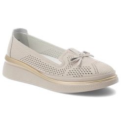 Półbuty damskie S.Barski, ze skóry naturalnej licowej ażurowa cholewka ozdobna kokardka lekka podeszwa casual, beżowe, LR61-7043. Brązowe półbuty damskie S.BARSKI, w ażurowe wzory, ze skóry, casualowe, bez obcasa, na płaskiej podeszwie, bez zapięcia. Za 189.00 zł.