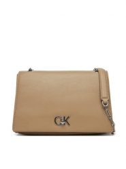 Calvin Klein Torebka Ck Medium Conv Chain Bag K60K612810 Beżowy. Brązowe torebki wizytowe damskie Calvin Klein, bez wzorów, ze skóry, bez dodatków. Za 349.99 zł.