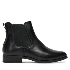 Botki Tamaris. Czarne botki damskie Tamaris, bez wzorów, bez obcasa, na płaskiej podeszwie, bez zapięcia. Za 279.99 zł.