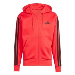Kurtka z dresu adidas Essentials 3-Stripes. Czarne kurtki męskie Adidas, na zimę, xl, bez wzorów, z dresówki, z kapturem. Za 241.50 zł.
