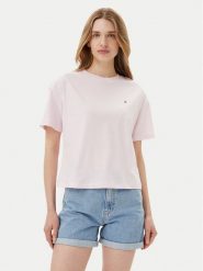 Tommy Hilfiger T-Shirt UW0UW05763 Różowy Regular Fit. Czerwone t-shirty damskie Tommy Hilfiger, xs, bez wzorów, z bawełny, bez kołnierzyka, bez ramiączek. Za 119.99 zł.