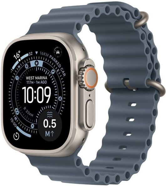 Smartwatch Apple Watch Ultra 3 GPS + Cellular 49mm Natural Titanium / Ocean Band Niebieski (MEWH4QI/A). Niebieskie zegarki smartwatch Apple, bez wzorów. Za 3,793.55 zł.
