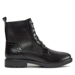 Botki Marco Tozzi. Czarne botki damskie Marco Tozzi, bez wzorów, bez obcasa, na płaskiej podeszwie, bez zapięcia. Za 399.99 zł.