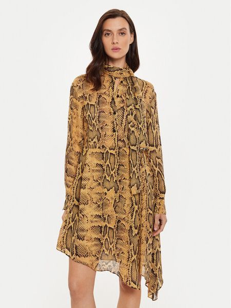 Sisley Sukienka koszulowa 4YBMLV065 Brązowy Regular Fit. Brązowe sukienki damskie Sisley, bez wzorów, z wiskozy, bez kołnierzyka, bez ramiączek, koszulowe. Za 309.99 zł.