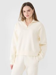 4F Bluza dresowa nierozpinana bez kaptura damska - biała S. Białe bluzy damskie 4F, s, bez wzorów, z bawełny, klasyczne, bez ramiączek, bez kaptura. W wyprzedaży za 129.99 zł.