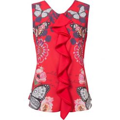 Desigual top damski Blus Ginebra XS czerwony. Czerwone topy damskie Desigual, xs, bez wzorów, bez kołnierzyka, bez ramiączek. W wyprzedaży za 174.00 zł.