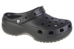 Sandały CROCS CLASSIC PLATFORM CLOG W Czarny. Czarne sandały damskie Crocs, bez wzorów, z gumy, bez obcasa, bez zapięcia. Za 277.99 zł.
