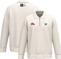 Bluza z zamkiem 1/4 – Polo – Organiczna – Dla dorosłych (Biała). Białe bluzy damskie SURF MONKEY, l, z aplikacjami, z bawełny, eleganckie, bez ramiączek, bez kaptura. Za 349.95 zł.