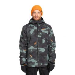 Kurtka snowboardowa męska Quiksilver Mission Printed. Zielone kurtki męskie Quiksilver, na zimę, l, bez wzorów, sportowe, bez kaptura. Za 719.99 zł.