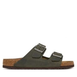 Klapki Birkenstock. Zielone klapki męskie Birkenstock, bez wzorów, bez zapięcia. Za 549.99 zł.