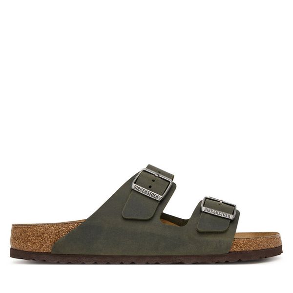 Klapki Birkenstock. Zielone klapki męskie Birkenstock, bez wzorów, bez zapięcia. Za 549.99 zł.