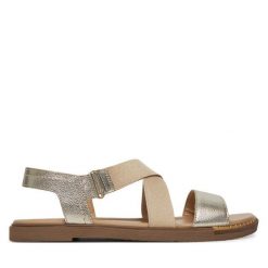 Sandały Lasocki. Żółte sandały damskie Lasocki, bez wzorów, bez obcasa, na płaskiej podeszwie, bez zapięcia. Za 159.99 zł.
