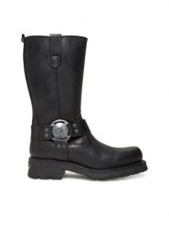 NEW ROCK Kozaki M-7610-S1 Czarny. Czarne kozaki damskie NEW ROCK, bez wzorów, ze skóry, bez obcasa, na płaskiej podeszwie, bez zapięcia. Za 1,149.00 zł.