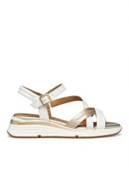 Geox Sandały D650JA 054AJ C1327 Brązowy. Brązowe sandały damskie Geox, bez wzorów, ze skóry, bez obcasa, na koturnie, bez zapięcia. Za 419.99 zł.