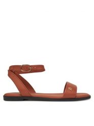 Tommy Hilfiger Sandały Ankle Strap Leather Sandal FW0FW08422 Brązowy. Brązowe sandały damskie Tommy Hilfiger, bez wzorów, ze skóry, bez obcasa, na płaskiej podeszwie, bez zapięcia. Za 289.99 zł.