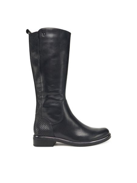 Caprice Oficerki 9-25525-45 Czarny. Czarne kozaki damskie Caprice, bez wzorów, ze skóry, bez obcasa, na płaskiej podeszwie, bez zapięcia. Za 632.99 zł.
