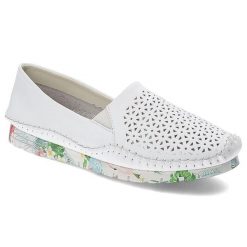 Białe Półbuty Artiker Wygodne Ażurowe Obuwie Damskie. Białe półbuty damskie Artiker, w ażurowe wzory, ze skóry, bez obcasa, na płaskiej podeszwie, bez zapięcia. Za 189.00 zł.