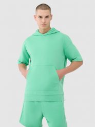 4F Bluza z krótkim rękawem z kapturem męska - zielona 3XL. Zielone bluzy sportowe męskie 4F, m, bez wzorów, z bawełny, z kapturem. W wyprzedaży za 79.99 zł.
