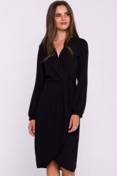 Elegancka sukienka z dekoltem V i zakładkami czarna. Czarne sukienki damskie Stylove, s, bez wzorów, z elastanu, eleganckie, bez kołnierzyka, bez ramiączek, dopasowane. Za 409.00 zł.