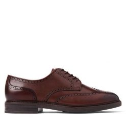 Półbuty Polo Ralph Lauren. Brązowe buty wizytowe męskie Polo Ralph Lauren, bez wzorów, bez obcasa, bez zapięcia. Za 649.99 zł.