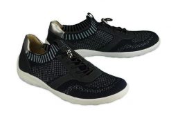 RIEKER REMONTE R3511-14 blue combination, półbuty damskie. Niebieskie półbuty damskie Rieker Remonte, bez wzorów, bez obcasa, bez zapięcia. Za 149.95 zł.