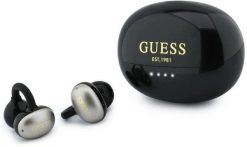 Słuchawki Guess OWS Metalic Finish Electropated Parts Classic Logo czarny. Czarne słuchawki bezprzewodowe Guess. Za 123.36 zł.
