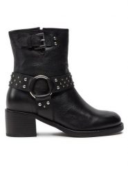 Bronx Botki New-Camperos 47535-U Czarny. Czarne botki damskie Bronx, bez wzorów, ze skóry, bez obcasa, na słupku, bez zapięcia. Za 899.99 zł.