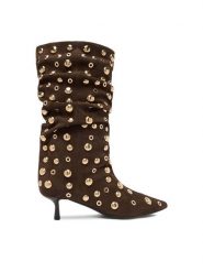 Eva Minge Botki EO-TESS-2117-05 Brązowy. Brązowe botki damskie Eva Minge, bez wzorów, ze skóry, bez obcasa, na szpilce, bez zapięcia. Za 409.99 zł.