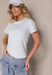 Jasnoniebieski Casualowy Bawełniany T-shirt Rivali. Niebieskie t-shirty damskie Renee, m, bez wzorów, z bawełny, klasyczne, bez kołnierzyka, bez ramiączek. Za 24.99 zł.