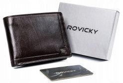 Portfel skórzany Rovicky PC-103-BAR brązowy. Brązowe portfele męskie ROVICKY, bez wzorów, ze skóry. Za 82.15 zł.