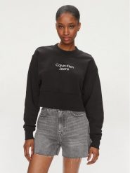 Calvin Klein Jeans Bluza Stacked Institutional J20J221466 Czarny Regular Fit. Czarne bluzy damskie Calvin Klein Jeans, m, bez wzorów, z bawełny, bez ramiączek, bez kaptura. Za 299.99 zł.