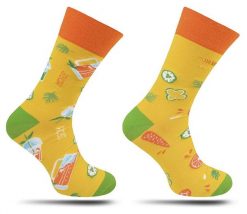 Skarpetki Żółte w Soki, Kolorowe Koktajle -MORE- Casualowe, Dwie Różne Skarpetki, Męskie. Żółte skarpety męskie More, bez wzorów, z bawełny. Za 24.90 zł.