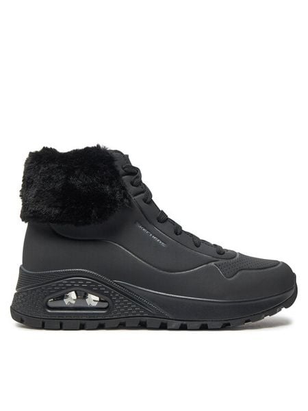 Skechers Trzewiki 167274/BBK Czarny. Czarne botki damskie Skechers, bez wzorów, ze skóry, bez obcasa, na płaskiej podeszwie, bez zapięcia. Za 407.99 zł.