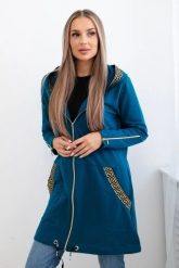 Bluza z ozdobną taśmą morska. Zielone bluzy damskie KESI, l, bez wzorów, z bawełny, bez ramiączek, z kapturem. Za 263.47 zł.