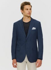 PAKO LORENTE – Lniana marynarka męska w kolorze granatowym. Garnitury męskie Pako Lorente, m, bez wzorów, ze lnu, casualowe. Za 329.99 zł.