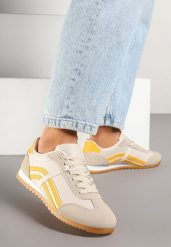 Beżowo-Pomarańczowe Sneakersy Typu Klasyczne Tenisówki Zdobione Przeszyciami Zardiva. Brązowe trampki i tenisówki damskie Renee, z aplikacjami, z jeansu, bez zapięcia. Za 69.99 zł.