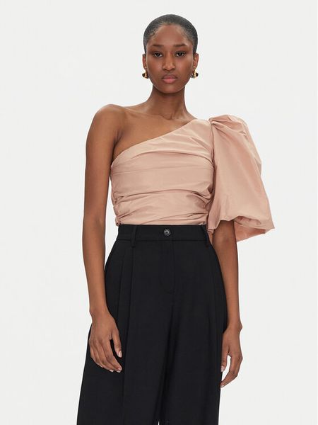 PINKO Bluzka Magnanina 104826 Y3LE Beżowy Regular Fit. Brązowe bluzki damskie Pinko, bez wzorów, z syntetyku, bez kołnierzyka, bez ramiączek. Za 639.99 zł.