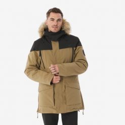 Second Life - Parka turystyczna męska zimowa Quechua... - Stan Dopuszczalny. Brązowe parki męskie QUECHUA, na jesień, m, bez wzorów, z materiału, bez kołnierzyka, bez kaptura. Za 149.99 zł.