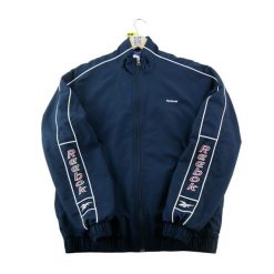 Second life - Kurtka dresowa męska Y2K - Stan dobry. Niebieskie kurtki sportowe męskie Reebok, l, bez wzorów, z dresówki, bez kaptura. Za 186.06 zł.