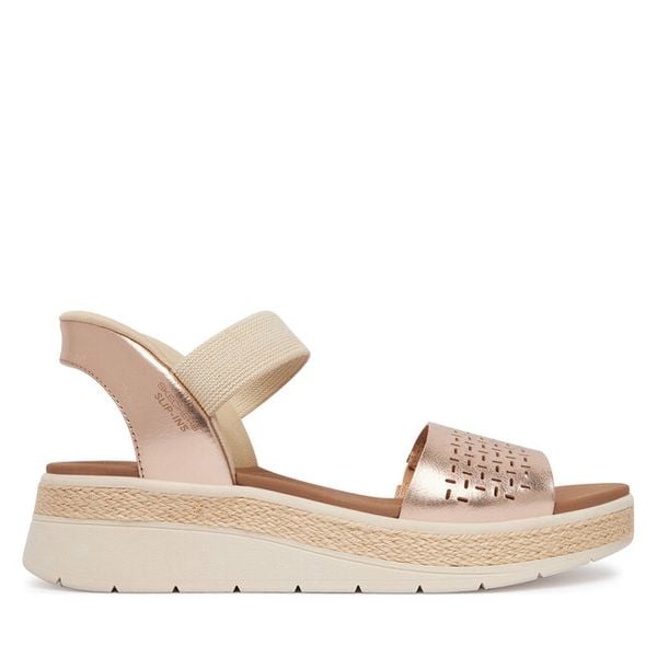 Sandały Skechers. Żółte sandały damskie Skechers, bez wzorów, bez obcasa, na płaskiej podeszwie, bez zapięcia. Za 218.99 zł.