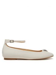 Guess Baleriny FLPLVV PAT02 Écru. Balerinki damskie Guess, z aplikacjami, z materiału, bez obcasa, bez zapięcia. Za 299.99 zł.