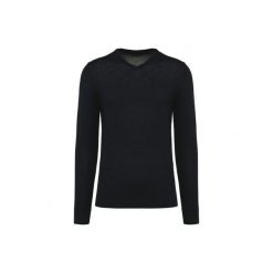 Sweter v-neck z merynosów Kariban Premium. Czarne swetry męskie KARIBAN, m, bez wzorów, eleganckie, bez kołnierzyka, bez ramiączek. Za 334.50 zł.