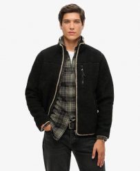 Superdry Outdoor Sherpa Fleece Kurtka — Relaxed Fit. Czarne kurtki męskie Superdry, s, bez wzorów, z materiału, klasyczne, bez kaptura. Za 430.25 zł.