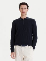 Bugatti Sweter 7100-15532E Granatowy Regular Fit. Niebieskie swetry męskie Bugatti, l, bez wzorów, z bawełny, bez kołnierzyka, bez ramiączek. Za 509.99 zł.