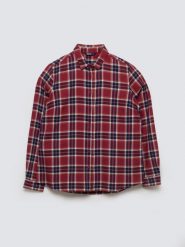 Koszula damska w kratę z wiskozy czerwona Petrini 604. Czerwone koszule damskie BIG STAR, l, bez wzorów, z bawełny, eleganckie, bez kołnierzyka, bez ramiączek. Za 229.99 zł.