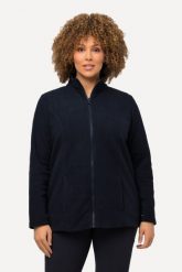 Damskie Bluza polarowa system modułowy do wpinania z recyklingu. Niebieskie bluzy damskie Ulla Popken, plus size, bez wzorów, z materiału, bez ramiączek, bez kaptura. Za 199.99 zł.