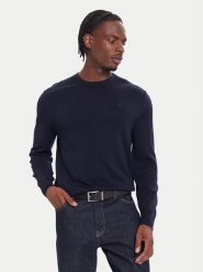 Calvin Klein Sweter LV04LB305G Granatowy Regular Fit. Niebieskie swetry męskie Calvin Klein, m, bez wzorów, z wełny, bez kołnierzyka, bez ramiączek. Za 519.99 zł.