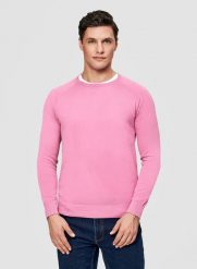 PAKO LORENTE – Różowy sweter męski o-neck. Czerwone swetry męskie Pako Lorente, na wiosnę, l, bez wzorów, z bawełny, bez kołnierzyka, bez ramiączek. Za 199.99 zł.