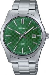 Zegarek Casio Zegarek Męski Casio Mtp-Vd03D-3A1 Green + Box. Zielone zegarki męskie Casio, bez wzorów. Za 169.54 zł.